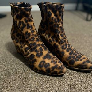 Leopard print sock booties